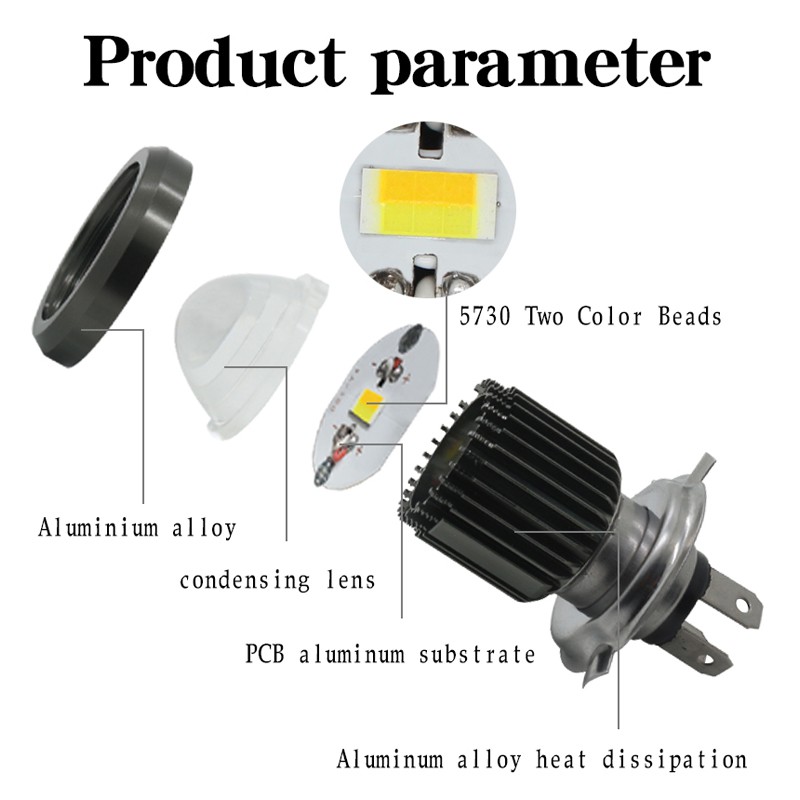 Đèn Pha LED BA20D H4 2000lm Siêu Sáng Màu Trắng Chuyên Dụng Cho Xe Máy Scooter