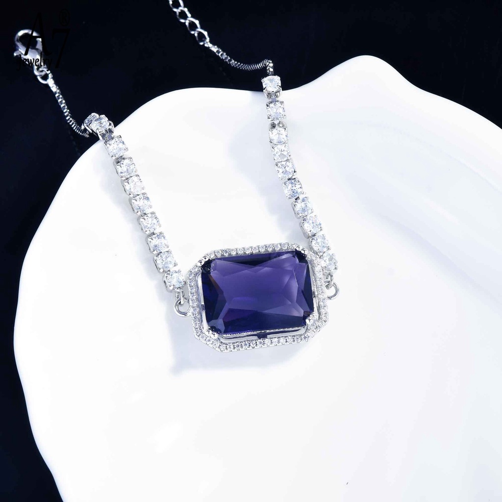 Vòng tay bạc S925 đính đá quý nhiều màu thời trang cho nữ