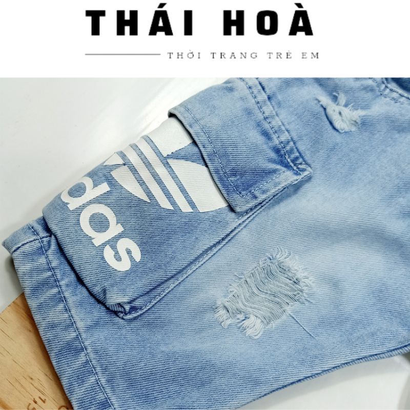 Quần jean lửng túi hộp bé trai 11_24kg, chất liệu jean mềm thoải mái