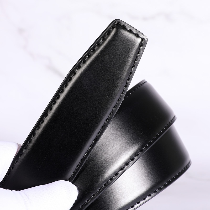 Thắt Lưng Da Hai Mặt Không Khóa Cài Màu Đen / Cà Phê 2.8 3.0 3.3 3.5 3.8cm Cho Nam