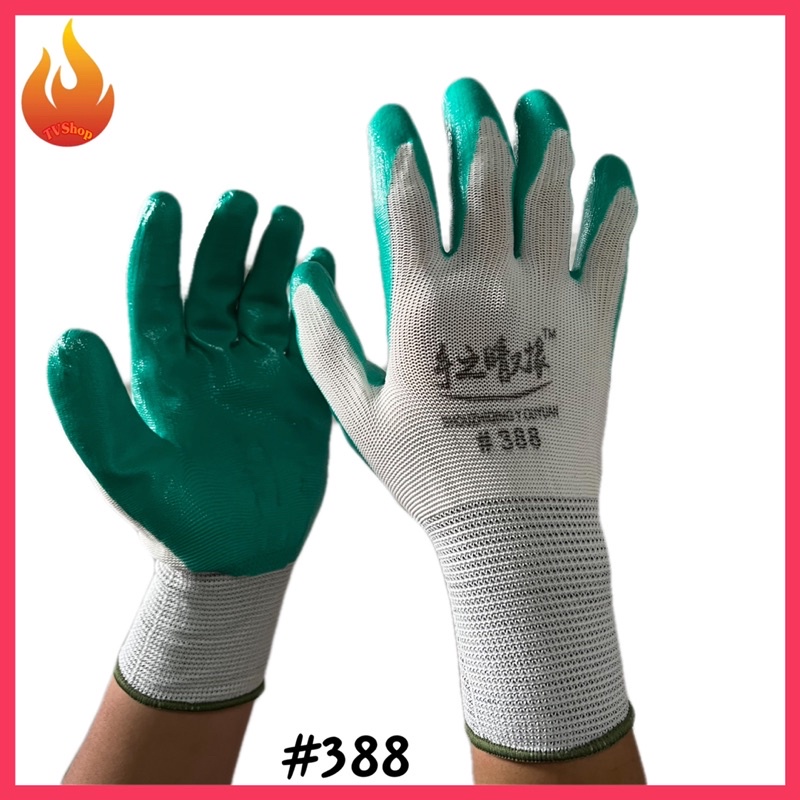 Combo 06 Đôi Găng tay bảo hộ lao động phủ sơn mã 388 hàng xịn 55g, găng tay lao động