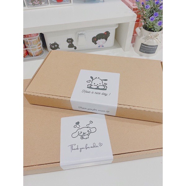 Set 20 tem dán thank you 7x10cm cho hộp carton - tem dán gói hàng trang trí decor