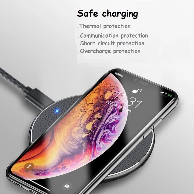 Đế Sạc Nhanh Không Dây Qi Siêu Mỏng Hít Nam Châm Tương Thích Với iPhone Và Android