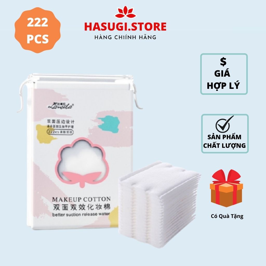 Bông Tẩy Trang Lameila, Bông tẩy trang 222 miếng, Cotton 3 Lớp Mềm Mịn