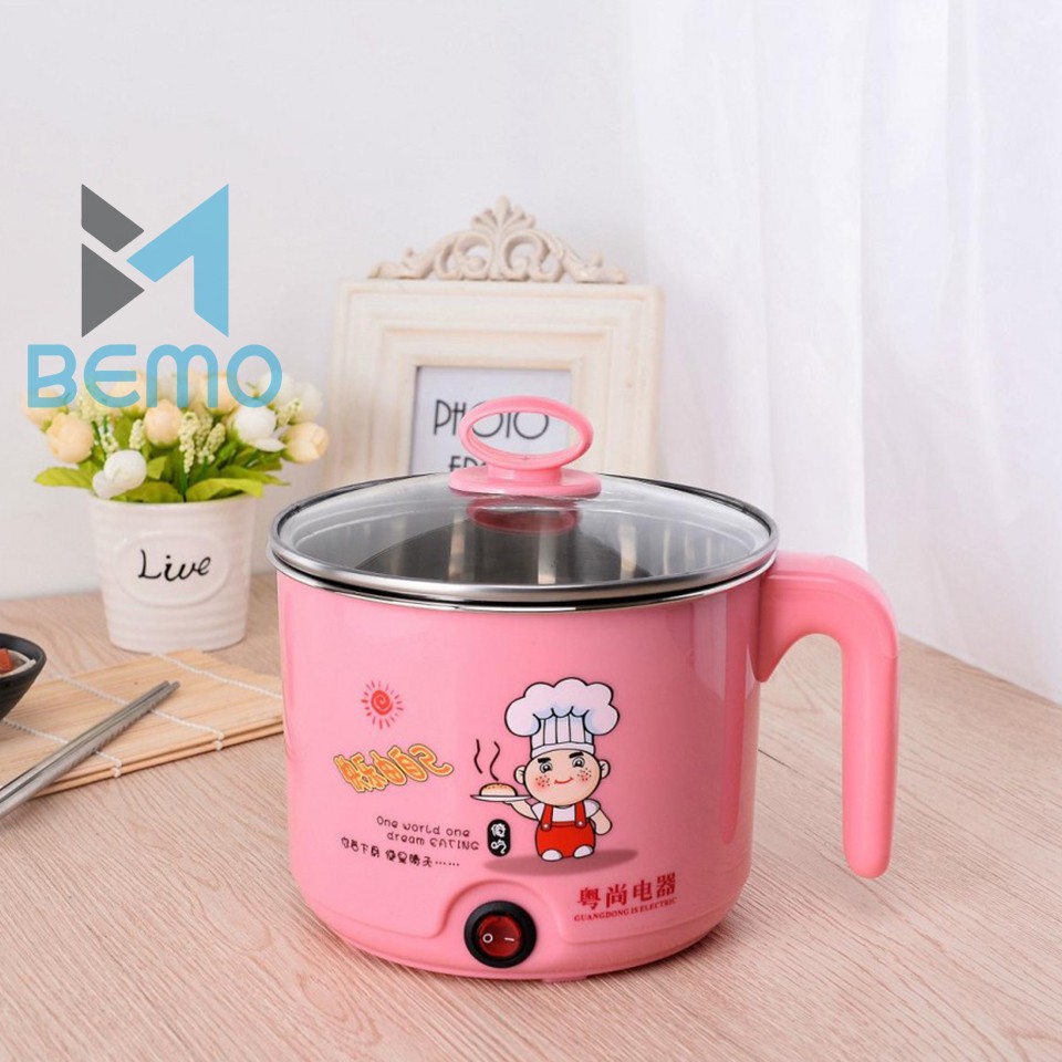 [HÀNG LOẠI 1] Nồi Lẩu Điện Mini Cầm Tay, Ca Nấu Mì 2 Tầng Kèm Giá Hấp Đa Năng Nướng Luộc, Chống Dính Vân Đá Cao Cấp