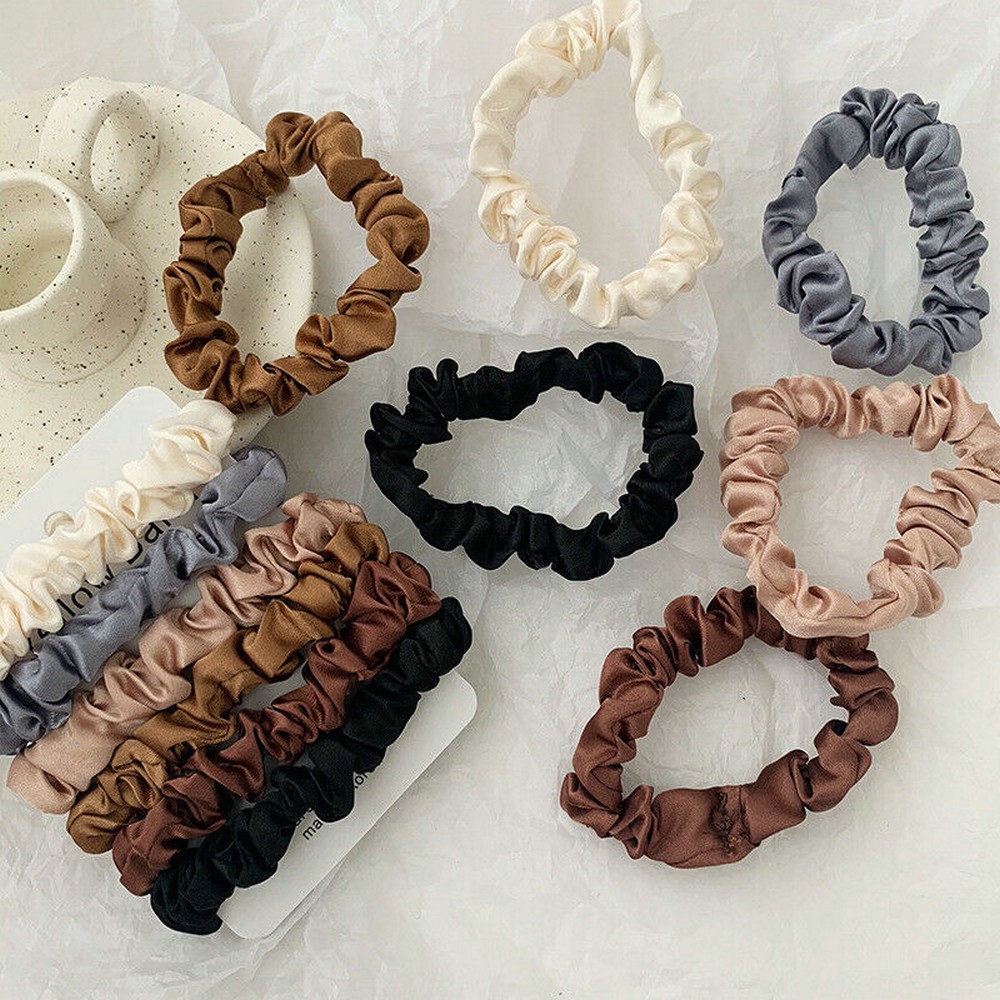 Bộ 6 sợi dây thun cột tóc bằng vải lụa satin