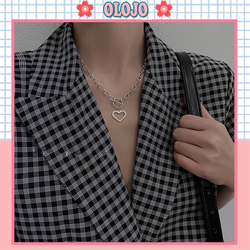 Vòng Cổ Choker Dây Kim Loại Dày Mặt Hình Trái Tim Phong Cách Hip Hop Punk Cổ Điển Dành Cho Nữ