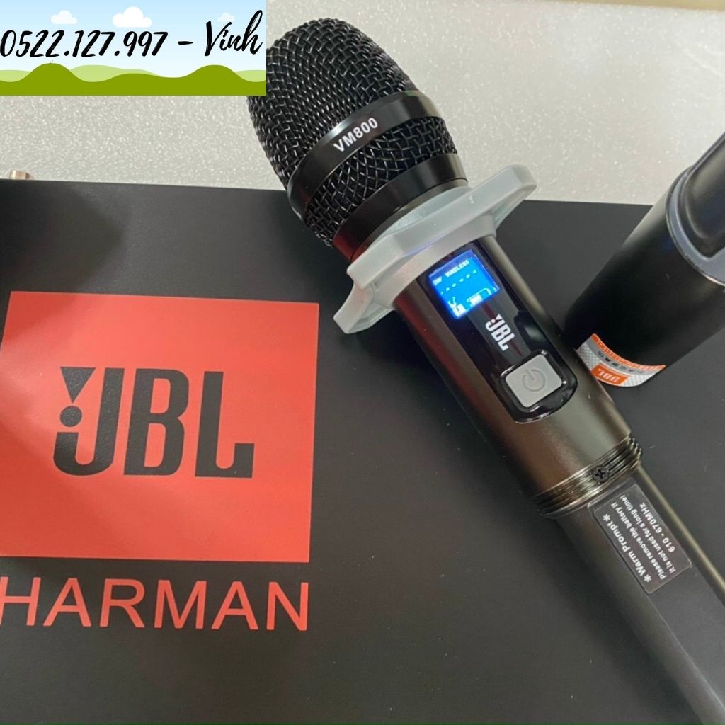 Micro không dây JBL VM800 đen bóng   - Mic cảm ứng nhiệt tự ngắt và cảm biến gia tốc