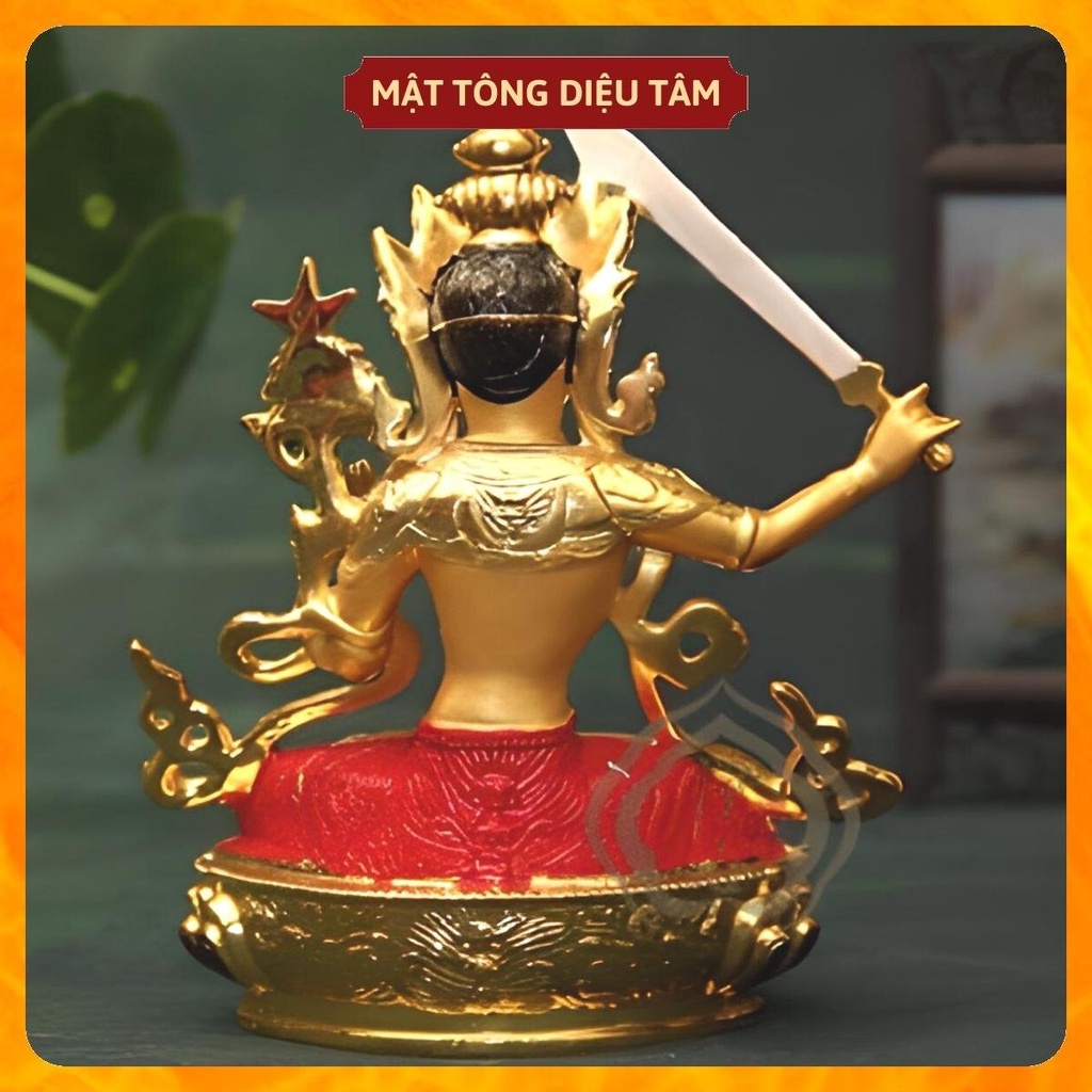 Tượng phật văn thù bồ tát mật tông Tây Tạng thờ cúng , tượng phật để ô tô - mẫu Văn Thù màu 14,5cm vẽ tay Tây Tạng