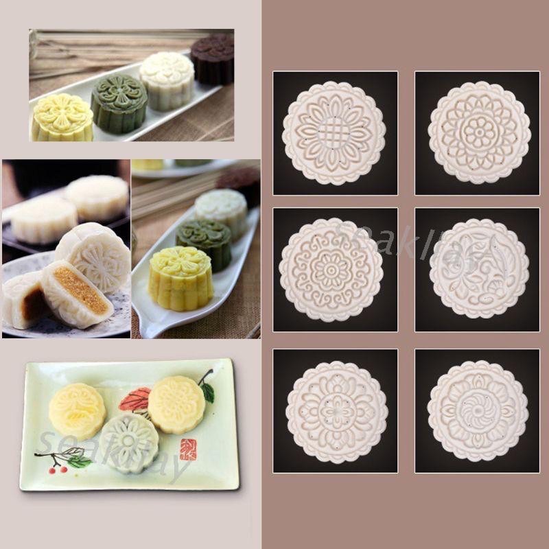 Khuôn Làm Bánh Trung Thu 250g+ 6 Khuôn In Hình Hoa