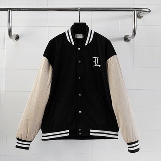 [XẢ KHO] Áo khoác bomber, varsity jacket nam nữ FOMAX chữ L chất nhung tăm unisex Local Brand màu đen