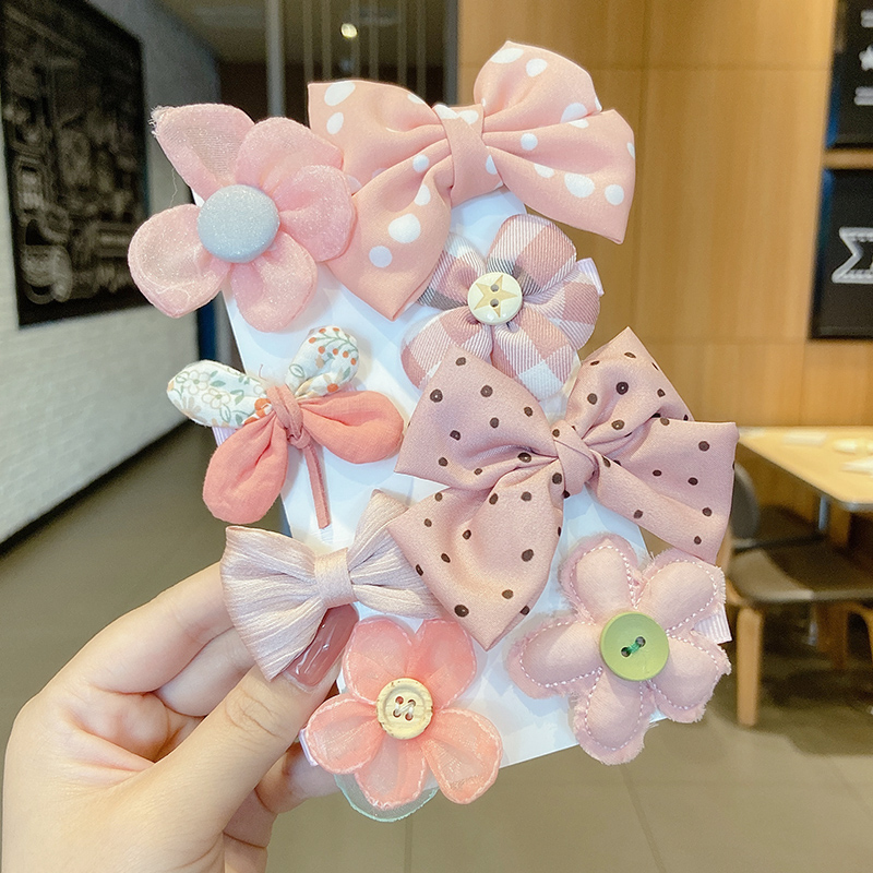 Set 8 kẹp tóc trang trí nơ và hoa đáng yêu dành cho bé gái
