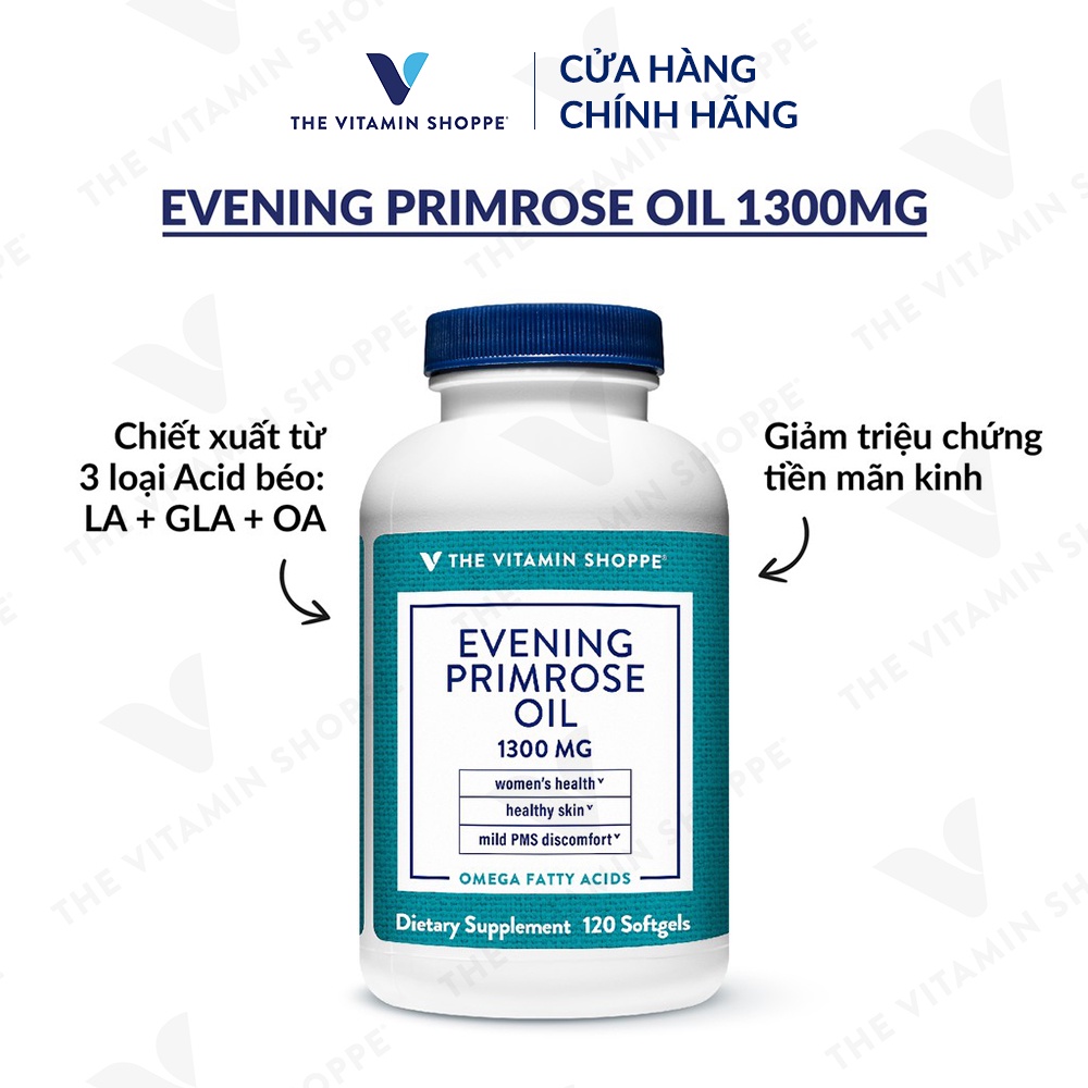 Viên uống tinh dầu hoa anh thảo THE VITAMIN SHOPPE Evening Primrose Oil 1300 MG 120 viên