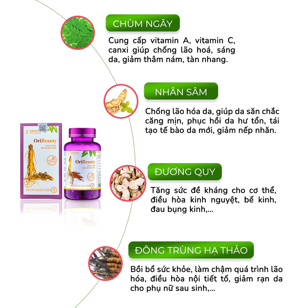 Oriskin Oribeauty 45 Viên ❤️[ CHÍNH HÃNG ] ❤️ Viên Uống Trắng Da Mờ Nám Và Tàn Nhang