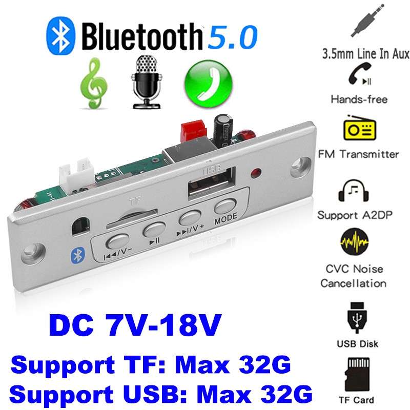 Máy nghe nhạc MP3 DC 12V Bluetooth cho xe hơi