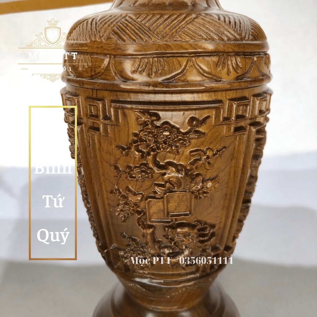 Lục Bình Lộc Bình Gỗ mẫu Tứ Quý kích thước Cao 25 30 Cm