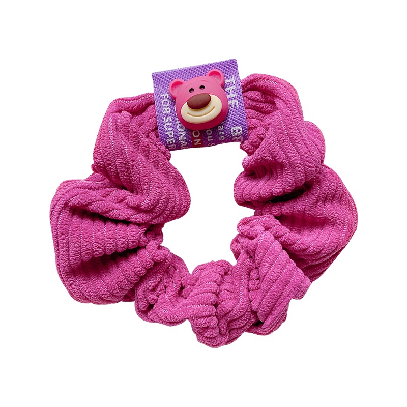 Dây Buộc Tóc Vải Nhung Họa Tiết Gấu Dâu Tây Dễ Thương Phong Cách Hàn Quốc Cho Nữ