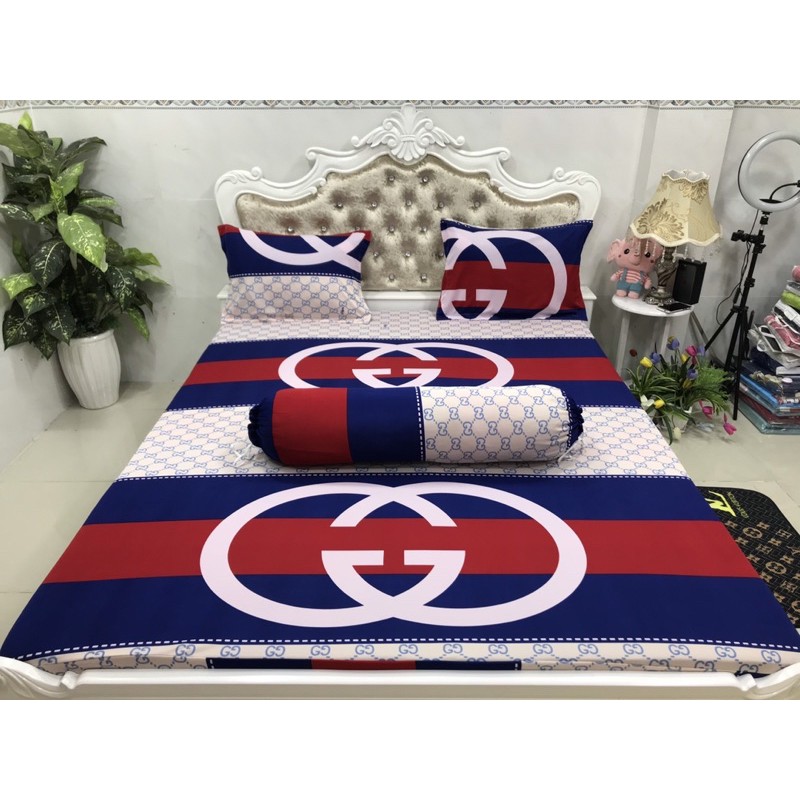 Bộ Drap Thun Hàn Quốc mát lạnh 4 món ( 1 ga + 2 nam + 1 om)