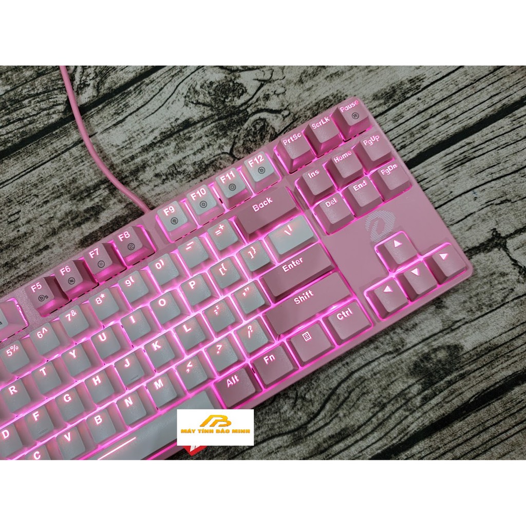 Bàn Phím Cơ DareU EK87 Pink White Multi LED Brown/Red/Blue Switch - Hàng Chính Hãng