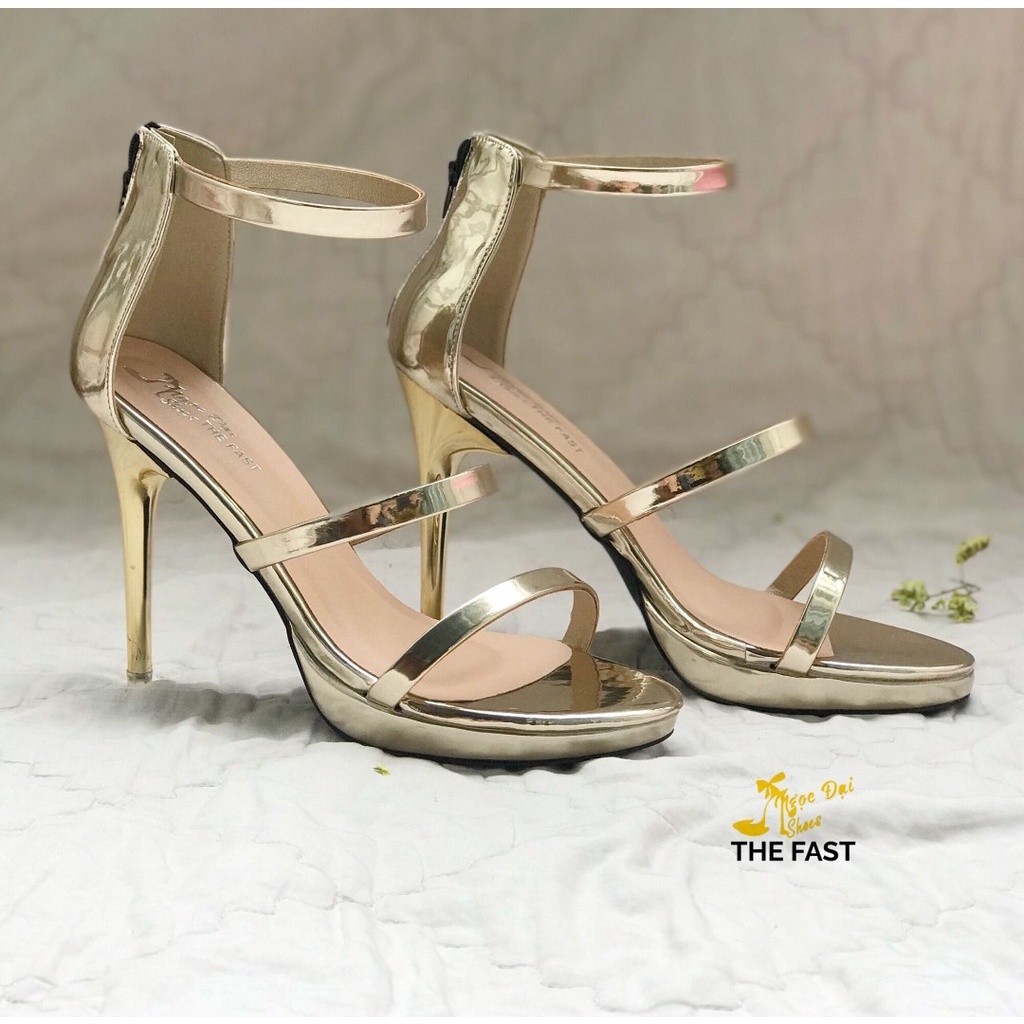 Giày xăng đan  cao gót đúp ba quai ngang kiểu Bích Phương NĐ73