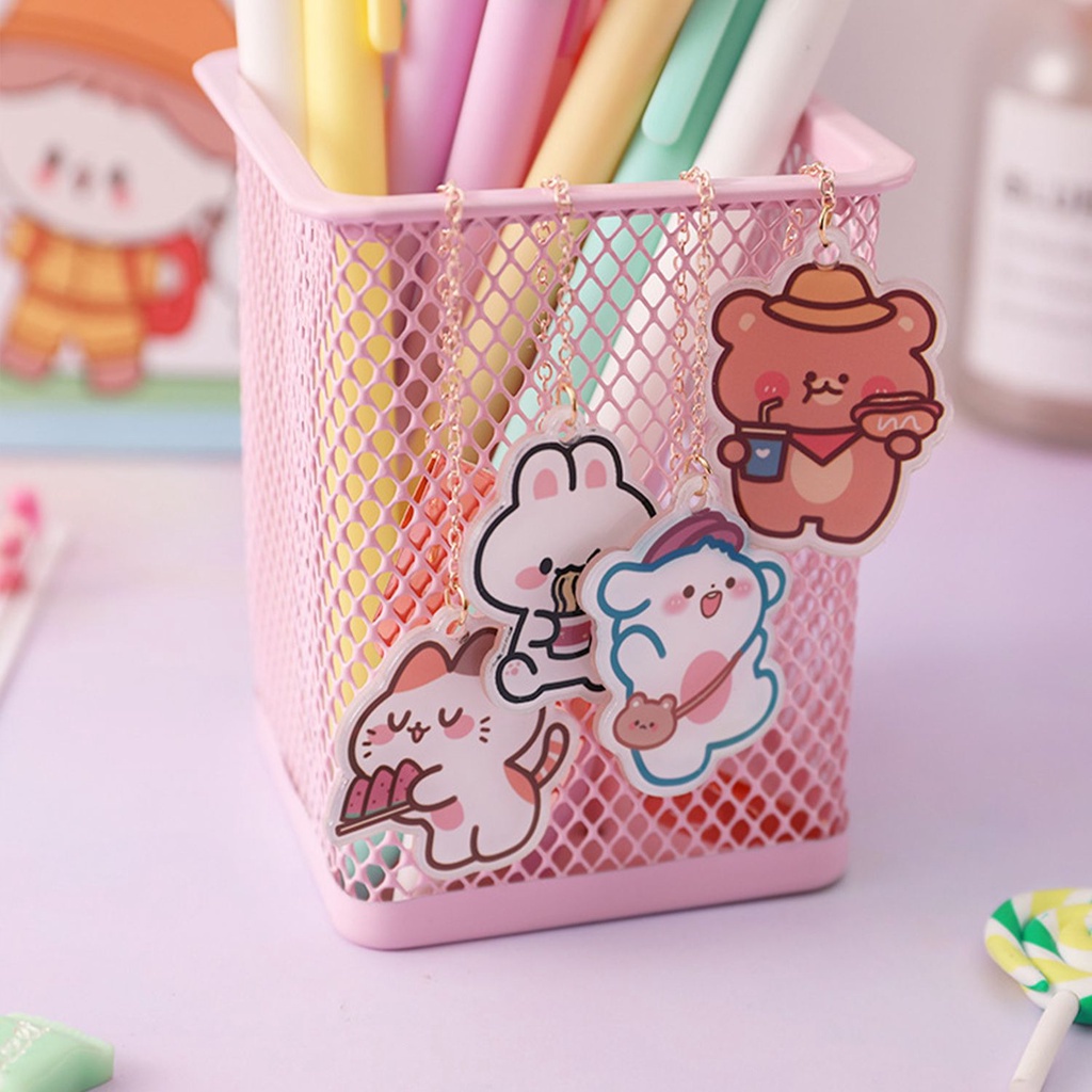 Phụ Kiện Đánh Dấu Trang Sách Bằng Kim Loại Acrylic Họa Tiết Hoạt Hình Dễ Thương Cho Học Sinh / Văn Phòng