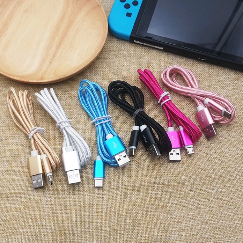 Dây Cáp Sạc ,dây sạc  Cổng Micro USB Type C Lightning  80cm  thiết kế dây bện dù cho điện thoại androi , iPhone