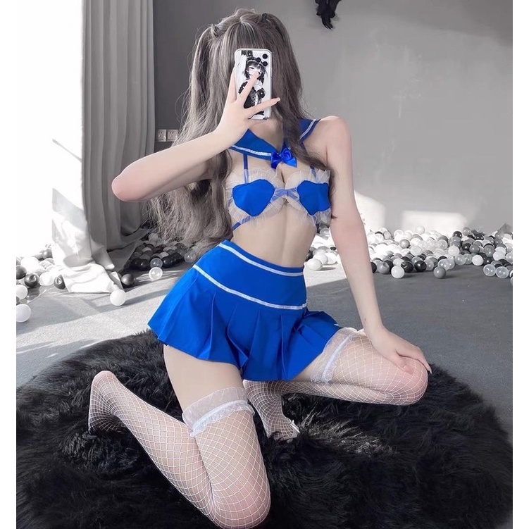 LL2514 - Set Trang Phục Học Sinh Hoạ Tiết Áo Trái Tim Dễ Thương - Cosplay Nữ Sinh Gợi Cảm | BigBuy360 - bigbuy360.vn