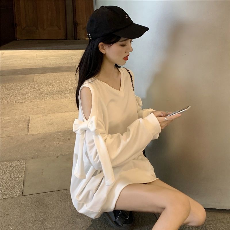 Áo Cotton Dáng Rộng Hở Vai Phong Cách Hàn Quốc Thiết Kế Mới Cho Nữ