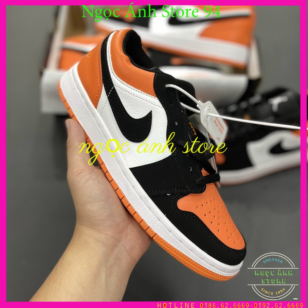 Giày Sneaker Jordan 1 màu cam đen Thấp Cổ Nam Nữ Chuẩn Xịn