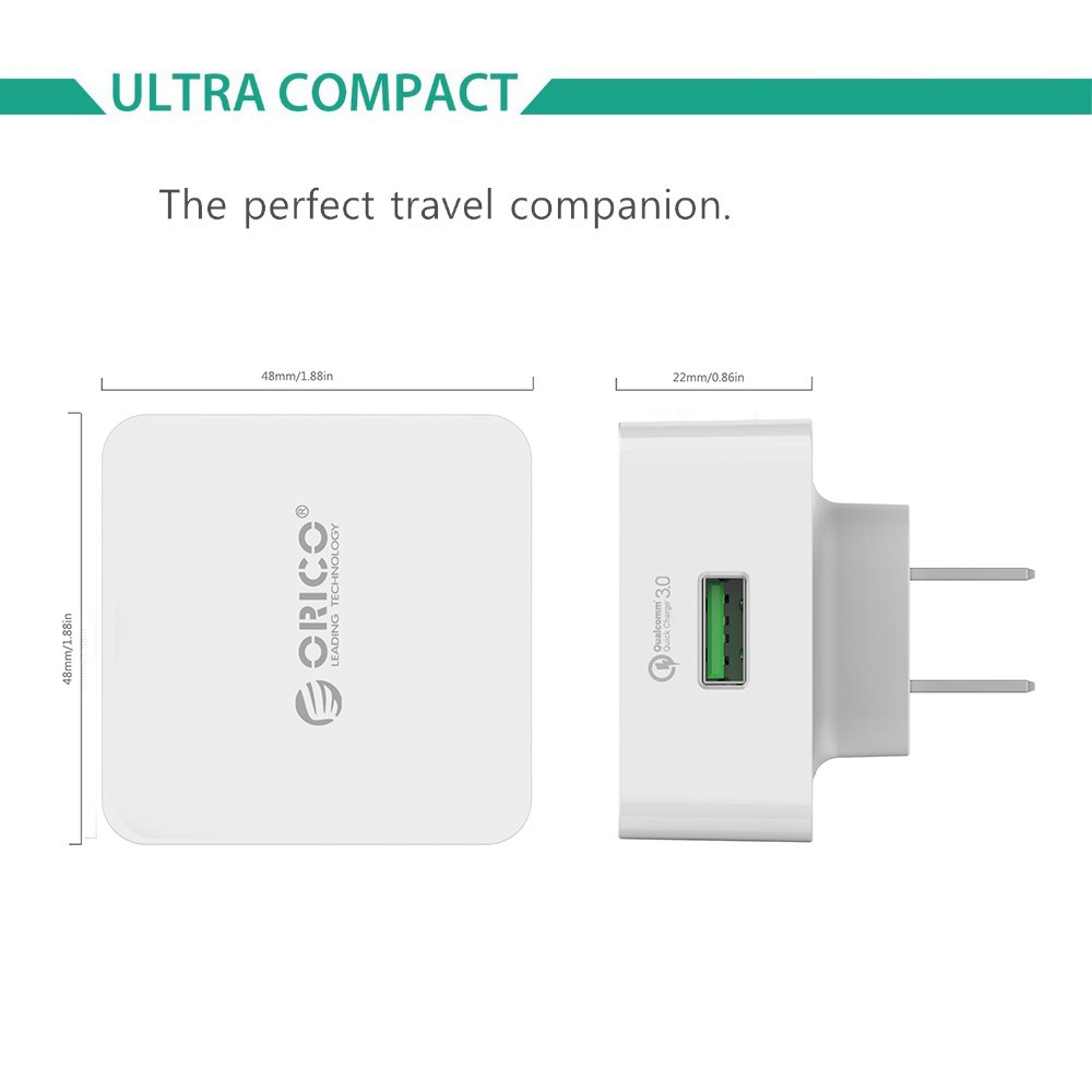 Củ sạc ORICO QC3.0 thích hợp cho iPhone iPad và cáp Micro USB