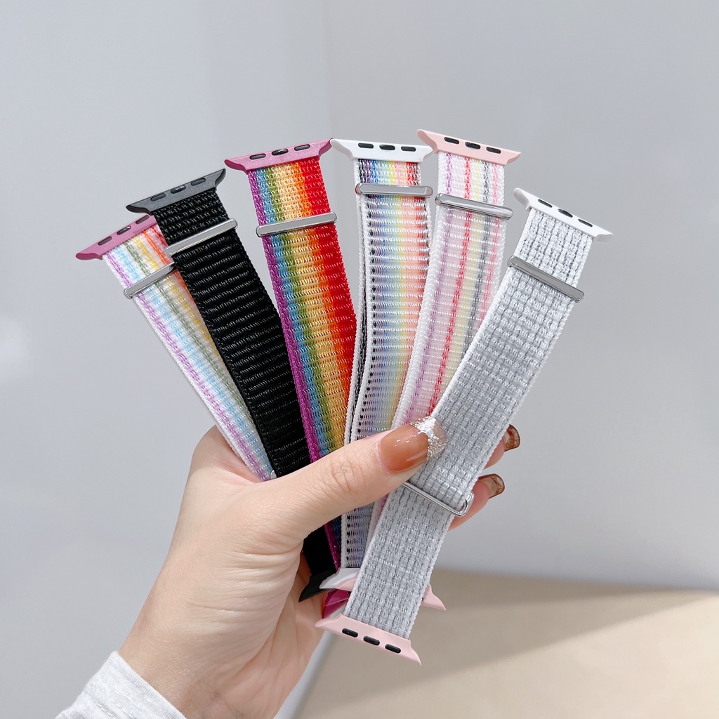 Dây Đai nylon Thoáng Khí Thay Thế Cho iwatch Series 7 6 5 4 3 SE 2 41mm 45mm 44mm 40mm 42mm 38mm