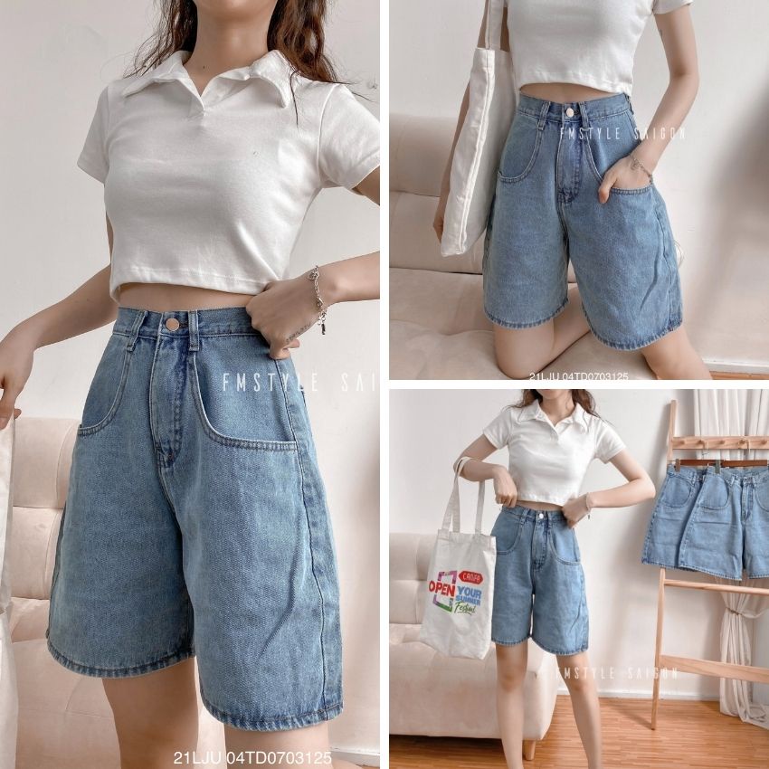 Quần ngố jean nử lửng đai thường lưng cao ulzzang đi học Fmstyle Saigon 21LJU04TD0703 | BigBuy360 - bigbuy360.vn