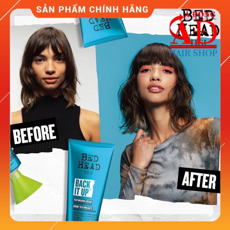 [+Tặng mũ trùm] KEM GIỮ NẾP XOĂN TẠO KẾT CẤU TÓC TIGI BEDHEAD BACK IT UP TEXTURIZING CREAM MỸ 125ML