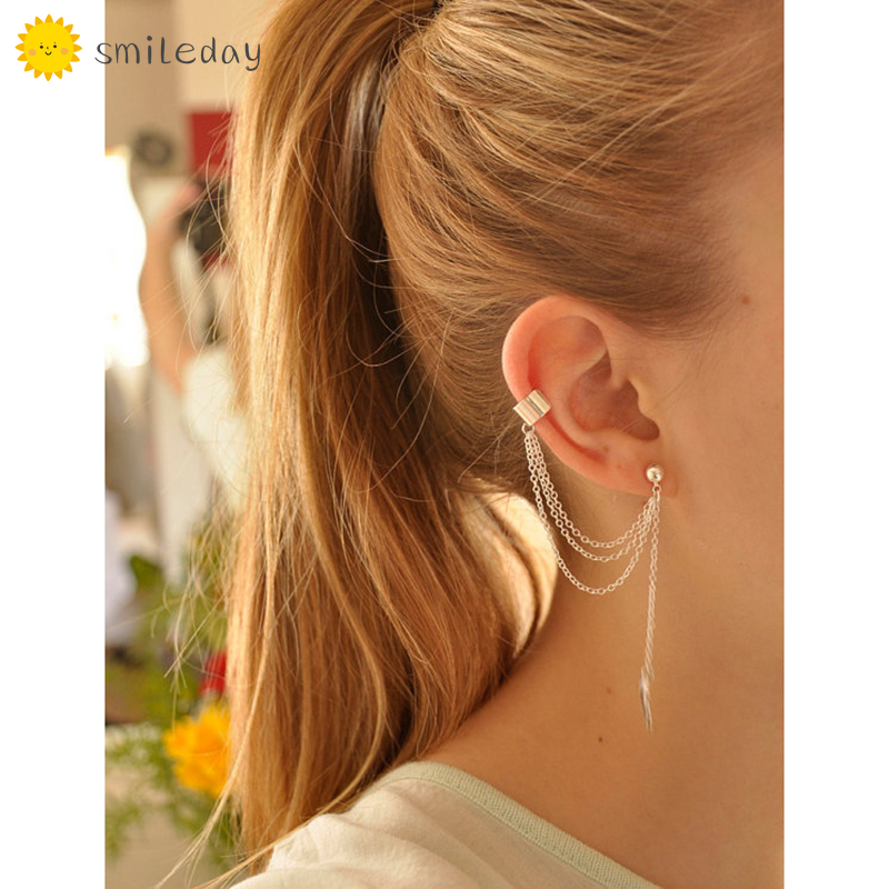 Khuyên tai dáng dài mạ vàng phong cách Hàn Quốc