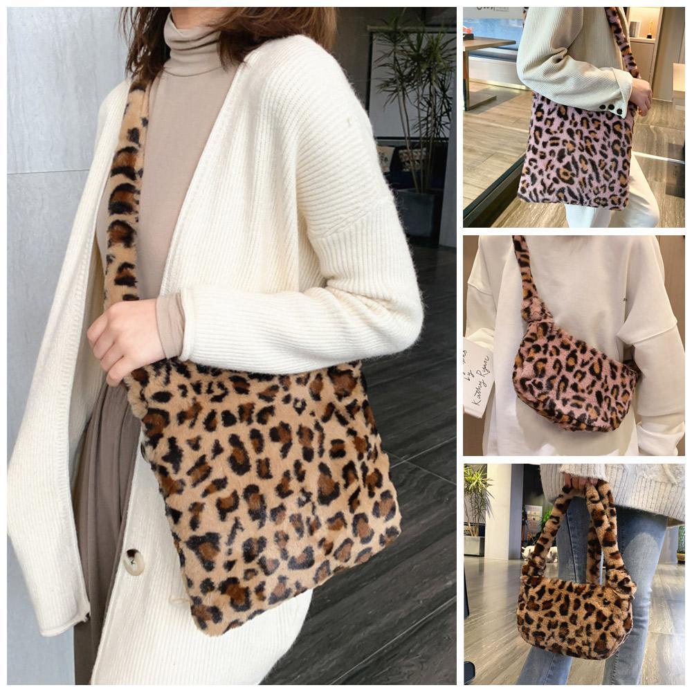 Túi Đeo Chéo Phủ Lông Họa Tiết Da Báo Cỡ Lớn Thời Trang