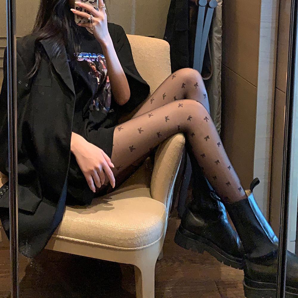 Quần Tất Đen Mỏng Đính Nơ Phong Cách Lolita Cho Nữ