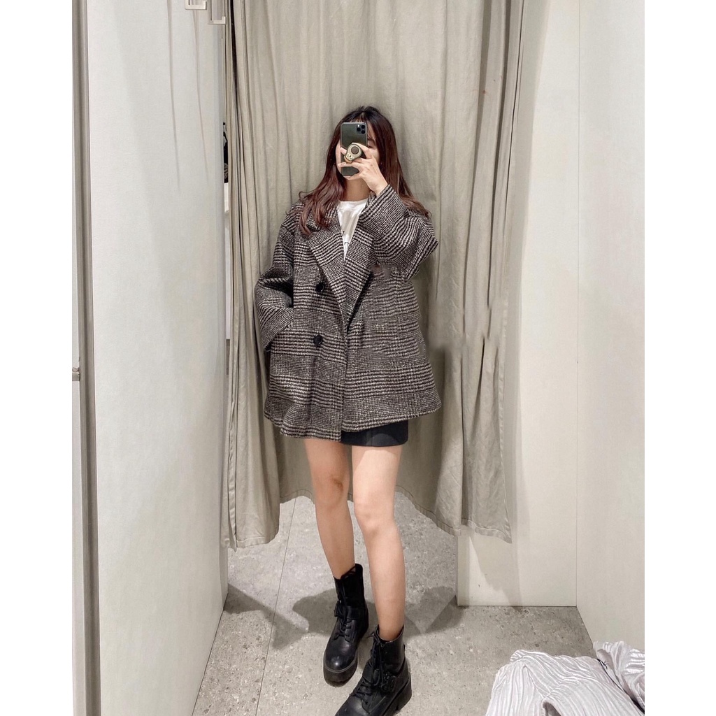 [ẢNH THẬT] ÁO KHOÁC DẠ KẺ CỔ VEST HÀN QUỐC FORM RỘNG NỮ RẺ ĐẸP | BigBuy360 - bigbuy360.vn