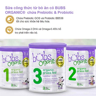 Sữa bò Bubs Organic Số 1 (0 - 6 tháng) 800g