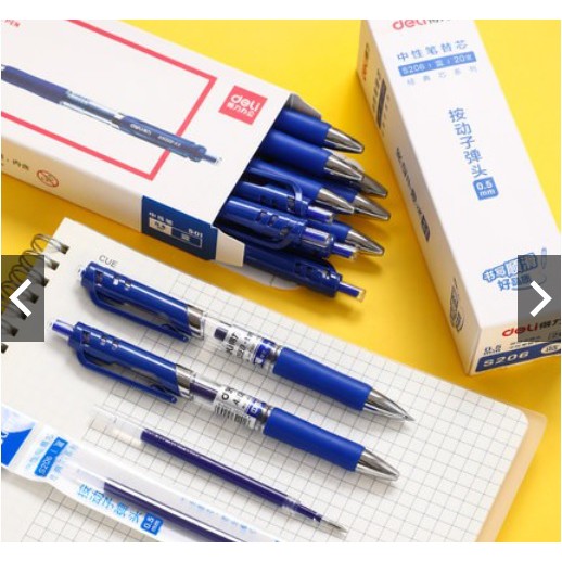 Bút bi gel Deli S01 Ngòi 0.5mm đầu bấm