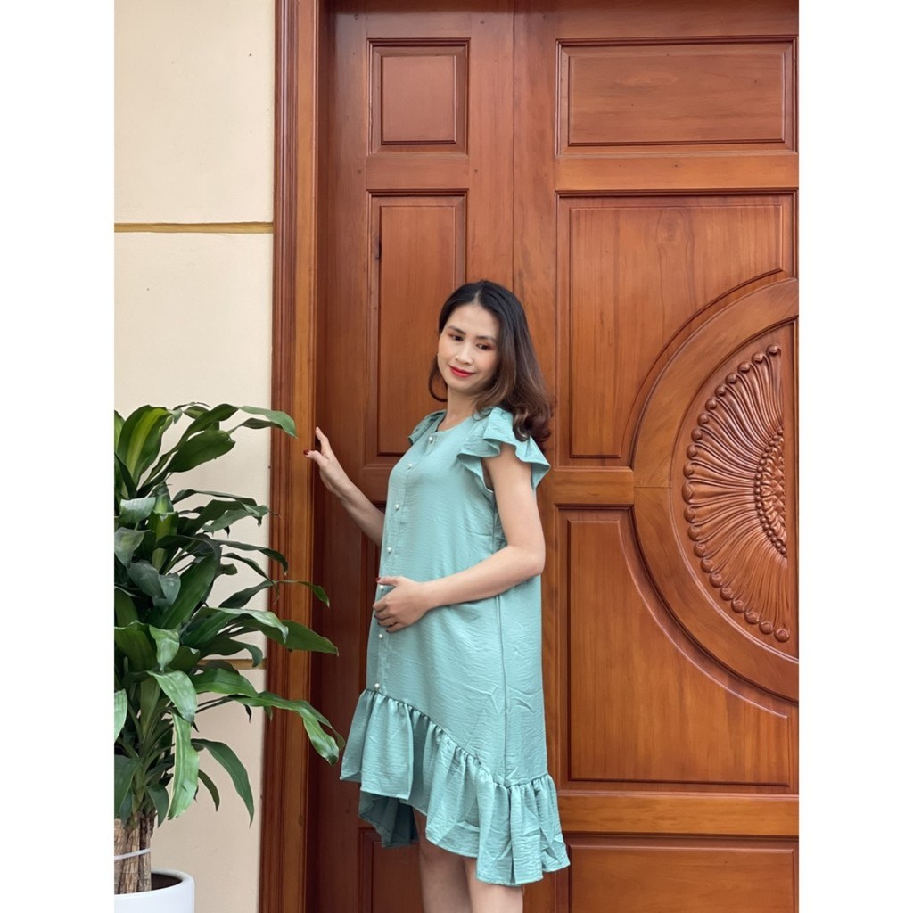 Váy bầu công sở chất đũi lụa siêu sang thiêt kế đuôi cá nữ tính V269