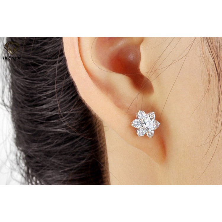 Bông tai bạc Ý 925 Bạc xinh Huệ Ngân- Hoa đá RYE140840