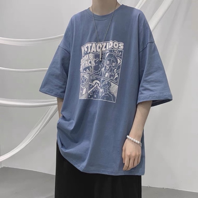 Áo thun tay lỡ nam nữ, áo phông unisex form rộng chất cotton mát mịn thấm hút mồ hôi in hình Hoạt Hình ZADOLA