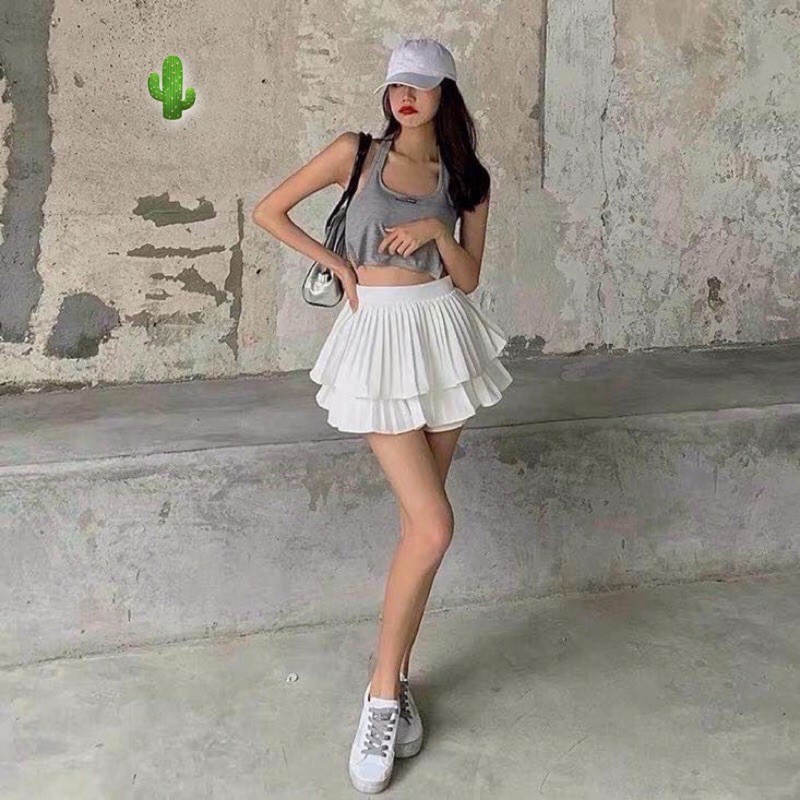 🍀Chân váy dập li 2 tầng mặc rất dễ thương