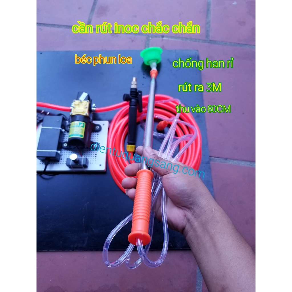 Bộ CẦN PHUN TƯỚI,cần rút 3M thu gọn còn 60cm, kèm béc phun loa, bộ tưới lan, phun thuốc, xịt rửa đa năng