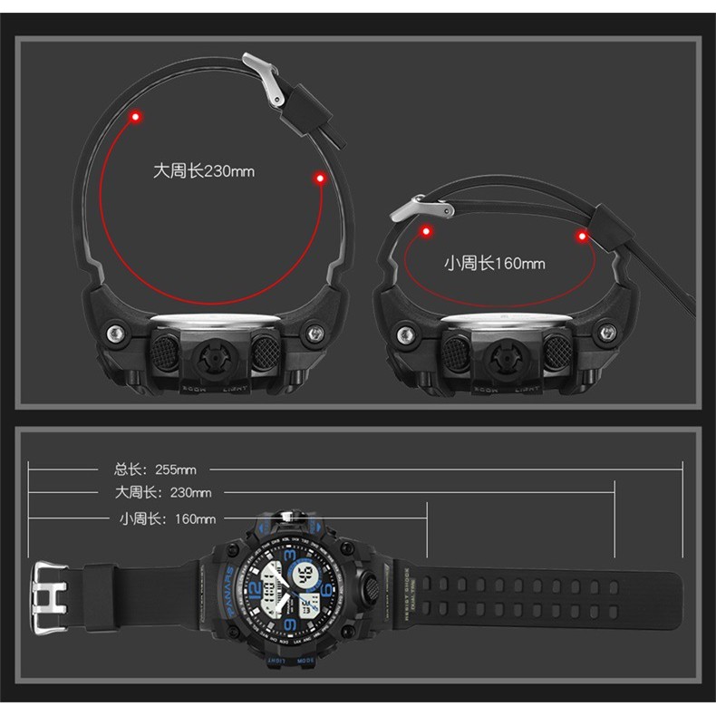 Đồng hồ thời trang nam PANARS 8011 dáng thể thao chống nước mặt Xanh