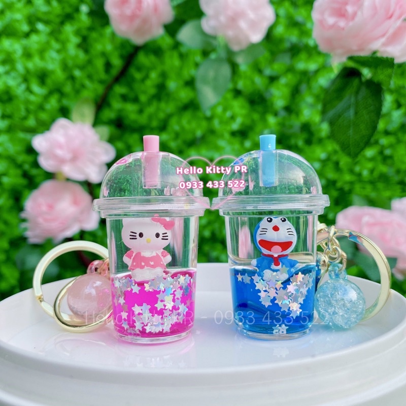 Móc khóa ly nước Hello Kitty - Doremon Doraemon