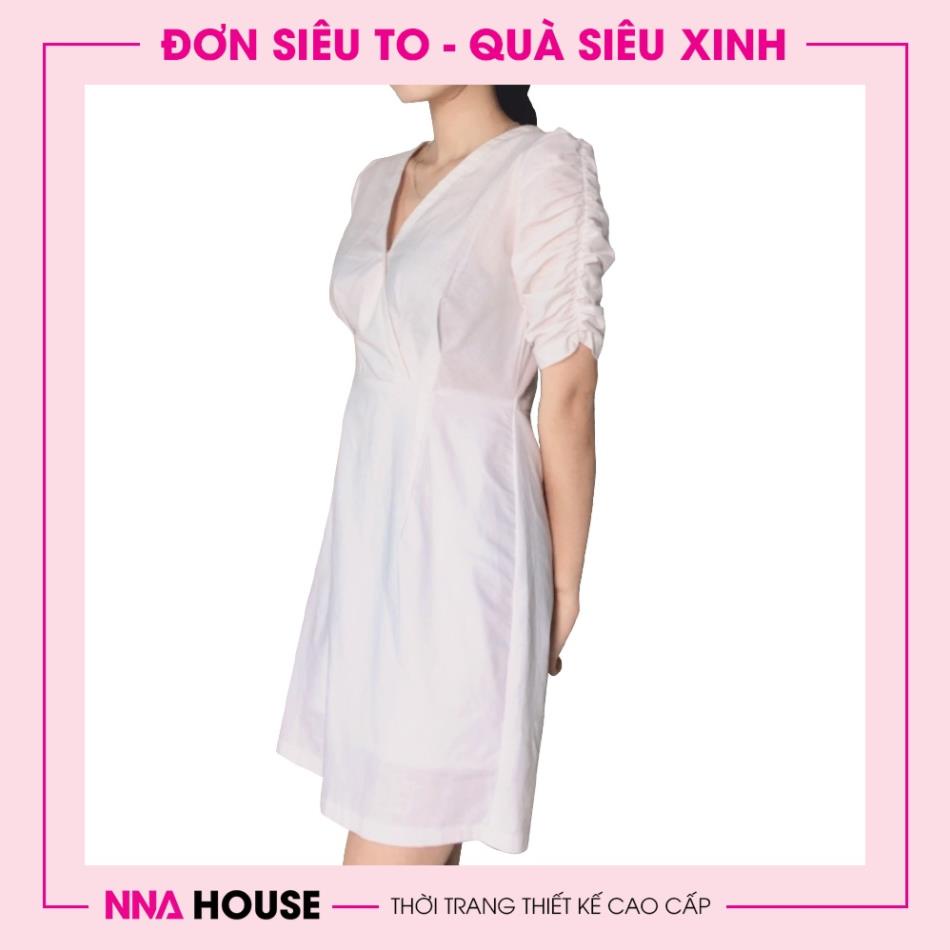 Váy Hàn Quốc tay dúm bèo cổ xẻ - Váy babydoll dáng ngắn, đầm dự tiệc babydoll NNAHOUSE Mã NA224 | BigBuy360 - bigbuy360.vn
