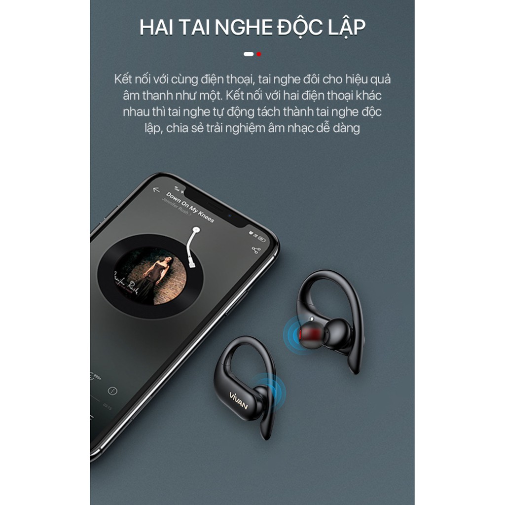 Tai Nghe Không Dây Bluetooth 5.0 VIVAN Sport X Kiểu Dáng Thể Thao Chống Nước IPX5 Cảm Ứng Thông Minh Playtime Đến 25H