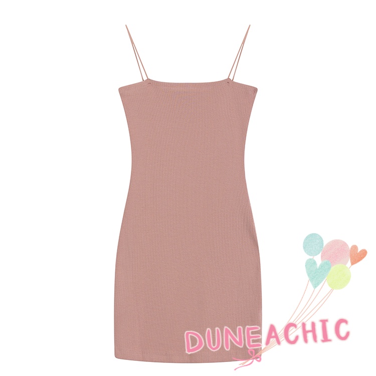 DUNEA Đầm Hai Dây Màu Trơn Thiết Kế Mỏng Xinh Xắn Thời Trang Dành Cho Nữ