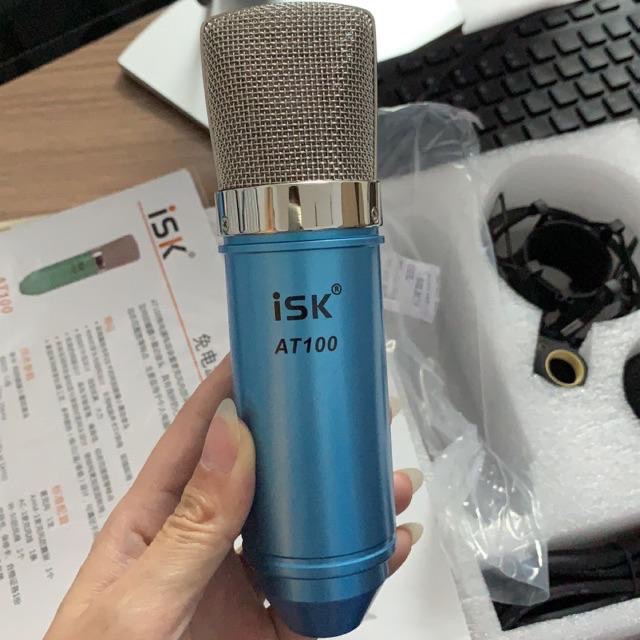 combo thu âm livestream isk AT100-sound card H9 chân kẹp+màng lọc bảo hành 6 tháng